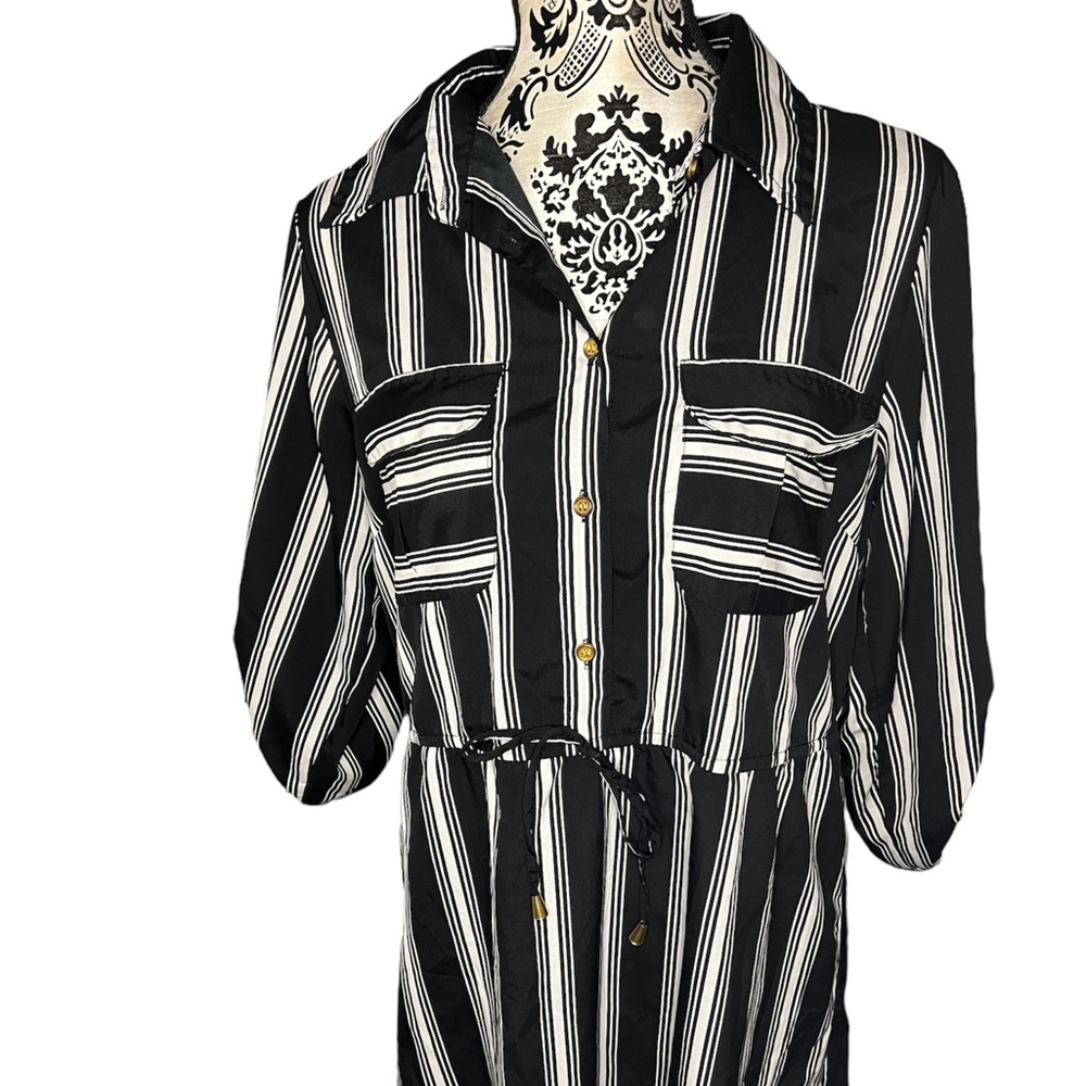 Speed Control Black and White Striped Dress